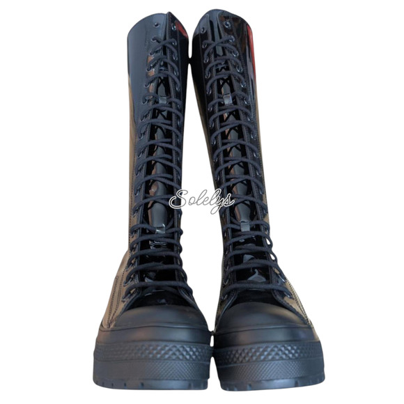 Converse Chuck 70 De Luxe Heel XXHI Platform Knee High Patent Leather Womens 6.5 - Picture 7 of 8